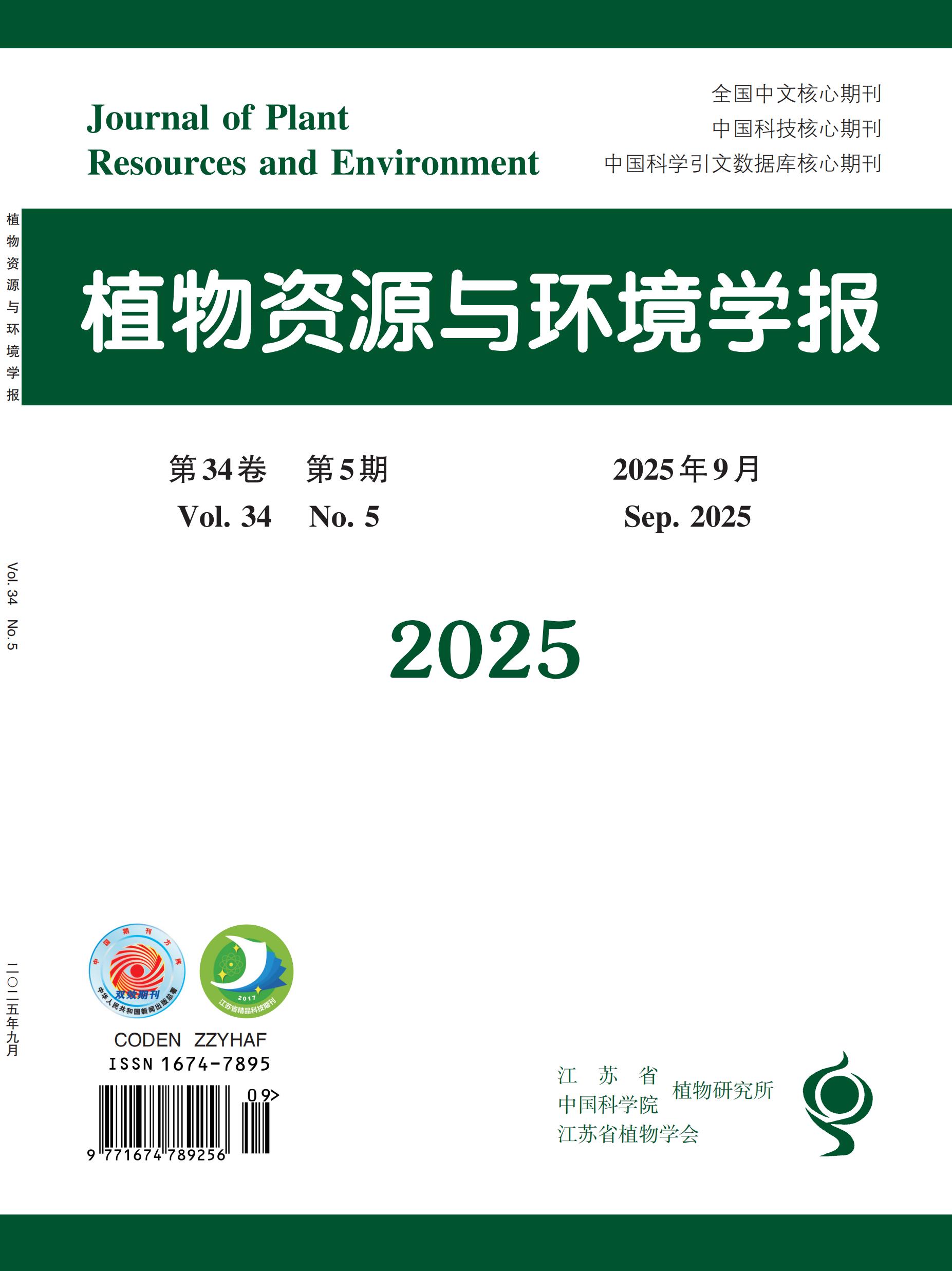 《植物资源与环境学报》封面