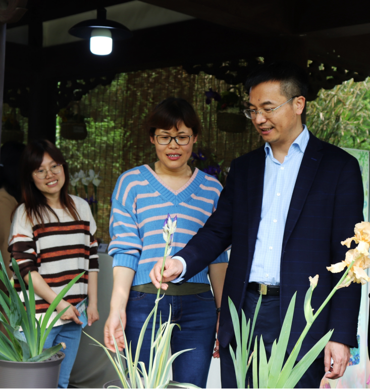 江苏省花卉产业体系首席陈发棣教授应邀参观指导鸢尾展